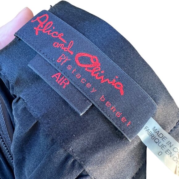 Alice + Olivia By Stacey Bendet Navy Satin High-Waisted Tapered Pants Womens Siz - Picture 6 of 9